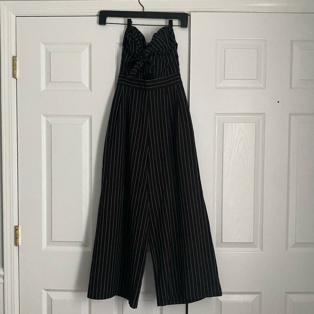 striped cropped leg jumpsuit